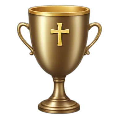 Christian cup for the winner with a cross sticker