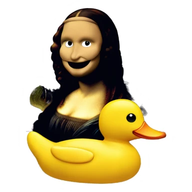 Oil painting Mona Lisa with rubber duck as a nose sticker