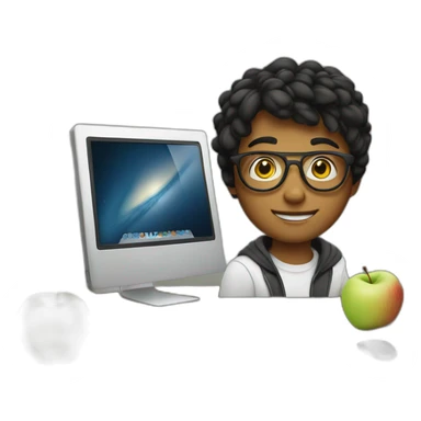 Teen Computer Nerd with apple laptop in front sticker