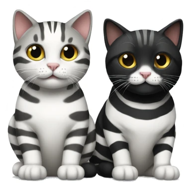 Two cats, one striped, the other black and white sticker