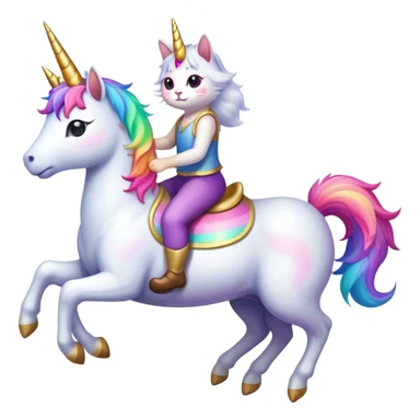 cat riding unicorn  sticker