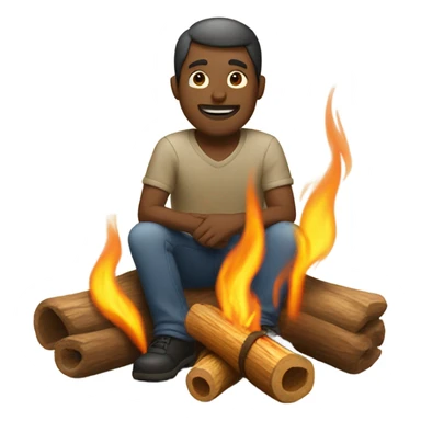 a man sitting next to the bonfire sticker