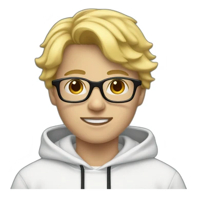 blonde boy with a white hoodie and black shoes and blue glasses and jeans sticker