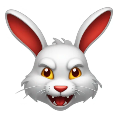 evil white rabbit with sharp fangs with red around mouth sticker