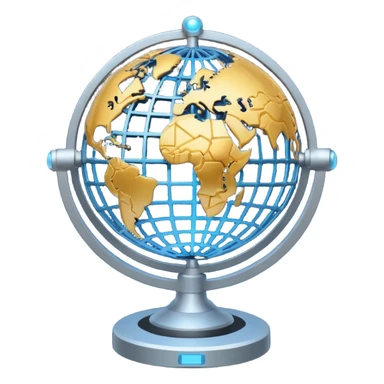 gear combined with a globe, with connected tech nodes sticker