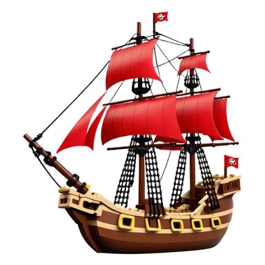 Pirate Ship (Toy) - Lego Pirate Ship (Model Year: 2021) (Iconic colour: Brown with red sails) sticker