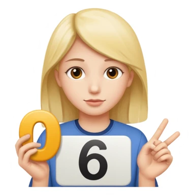 Head with hands holding  6 and 7 sticker