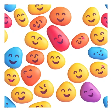 a painted rock, 3D emoji style, smooth and colorful sticker
