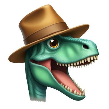 A dinosaur with a hat sticker