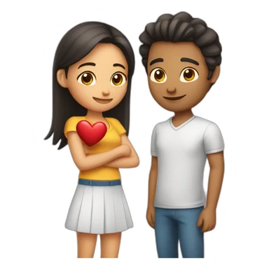 Chico y chica formando un corazón sticker