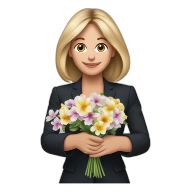 Emmanuelle Macron avec un bouquet de fleurs dans les mains sticker