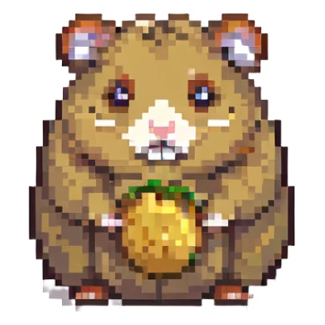 hamster with your face, body is a potato, pixel art style, cute sticker