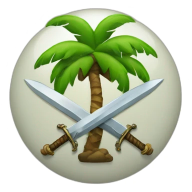logo of two crossed swords with a palm tree in the middle sticker