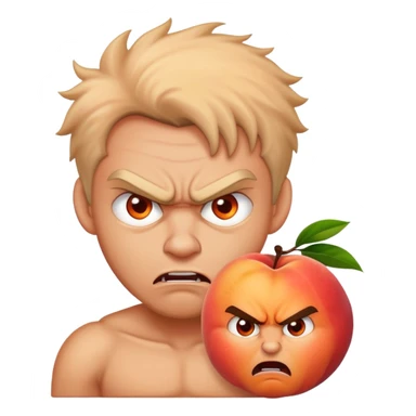 Angry man with a peach behind him sticker