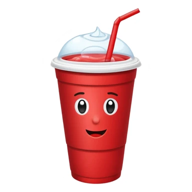 red paper cup with a straw sticker