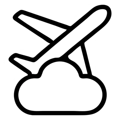minimalistic outline of an airplane and a cloud, fine lines, clean and simple sticker