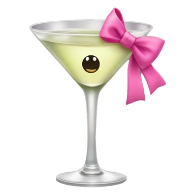 Dirty martini with a pink bow on the stem sticker