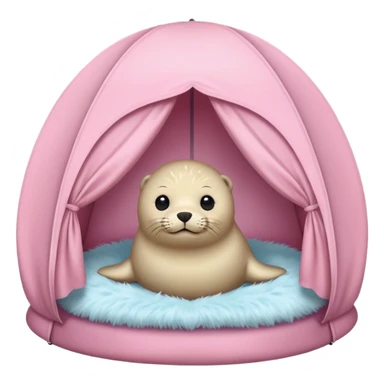 Seal in a light pink tent  sticker