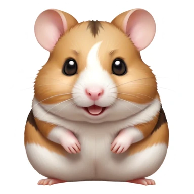 Cinematic Comical Brown and White Banded Hamster Portrait Emoji, Head tilted dramatically with an exaggeratedly amused expression, featuring a striking fur with bold brown and white banded patterns, wide, expressive dark eyes filled with playful disbelief, Simplified yet hilariously expressive features, highly detailed, glowing with a slightly sassy glow, high shine, dramatic yet playful, stylized with an air of cheeky mischief, bright and endearing, soft glowing outline, capturing the essence of a spirited and over-the-top hamster, so meme-worthy it feels like it could side-eye its way into internet fame instantly! sticker