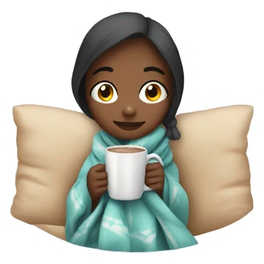 Girl with a blanket drinking hot chocolate sticker