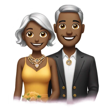 smiling couple with jewelry dog sticker