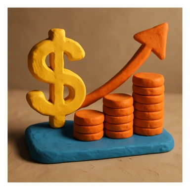 investment symbol, claymation 3D style sticker