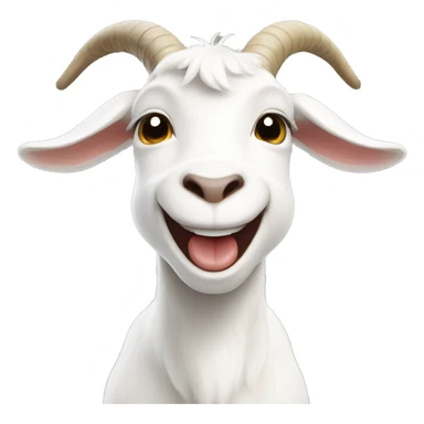 happy white goat saying "HI" sticker