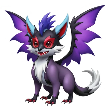Shiny Cute Noibat-Noivern-Mightyena-Silvally-Fakémon-hybrid-creature (full body)  sticker