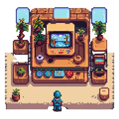 8-bit NES game mockup, pixel art style, classic retro video game scene with a character, platforms, and background elements sticker