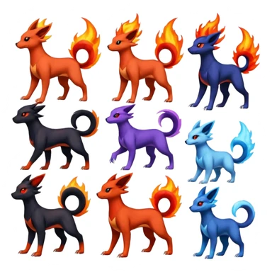 
Canine-Litten-Houndoom-Amaura-Salandit-Noibat-Flareon-Fakémon-fusion (full body) sticker