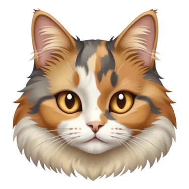 fluffy muted calico cat sticker