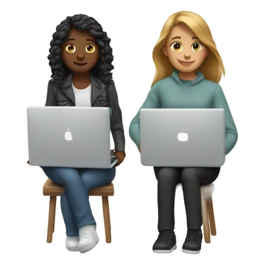 2 girl and 3 man each of them holding laptop and sit together  sticker