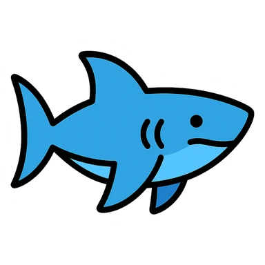 blue shark icon with color outline sticker