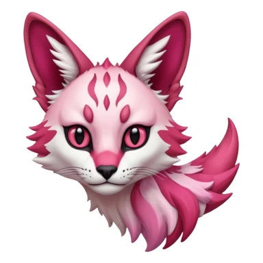 Epic complex detailed sanguine-red magenta pink white pastel realistic aesthetic-scenic-Fakémon-Trico-Sergal-Serval-Vernid-creature sticker