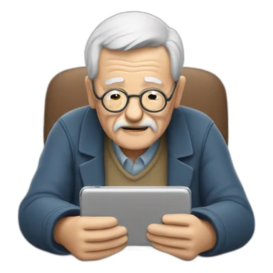 old man typing on phone sticker