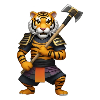 Tiger samurai holding axe sticker