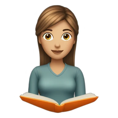 highlights-hair-girl-reading-a-orange-book-without-glasses sticker