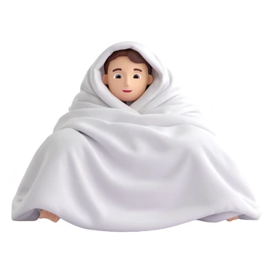 bed with a person completely hidden under the blanket, no body parts or face visible, only the blanket on the bed sticker