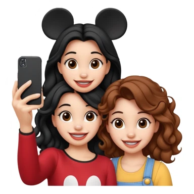 Haz un dos chicad una la bella de Disney y la otra uo con el pelo rizado largo haciendose un selfie como si et UVI ETB en el perquè de isney sticker