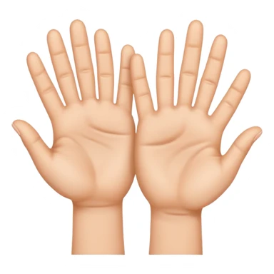 create emoji, 3 hands, 2 with 5 fingers extended, one with 4 fingers sticker