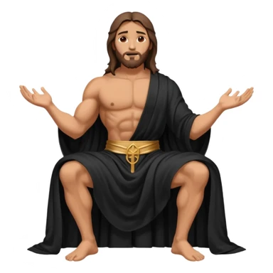 fullbody jesus christ jacked, sleeveless black robe sitting sticker