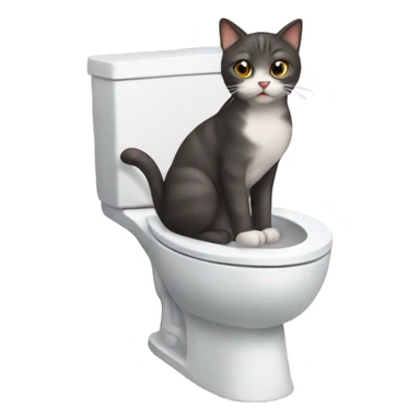 Cat using the toilet sticker