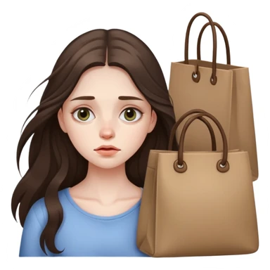 beautiful pale brunette girl with long hair looking tired with bags under eyes sticker