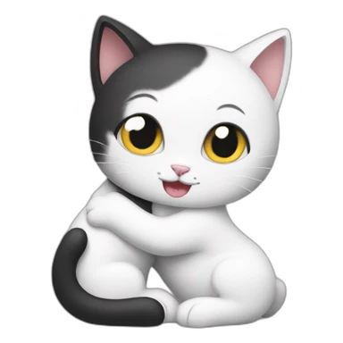 white kitty with black cat hug sticker