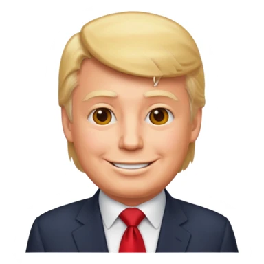 Donald Trump emoji style, smiling, light hair, red tie sticker
