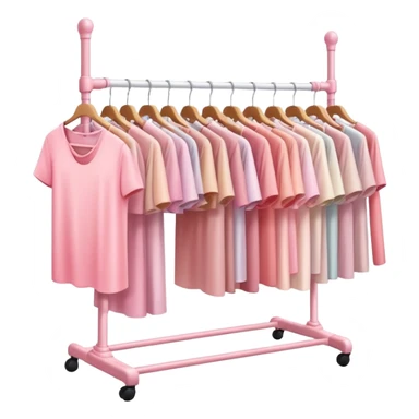 clothes store rack filled with different shades of light pink clothes sticker