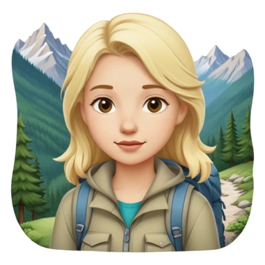 blonde backpacking girl in the mountains sticker