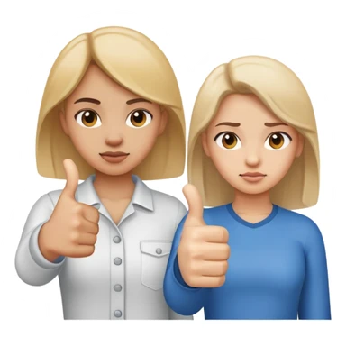Girl with one hand giving thumbs up and the other hand giving thumbs down, showing mixed feelings sticker