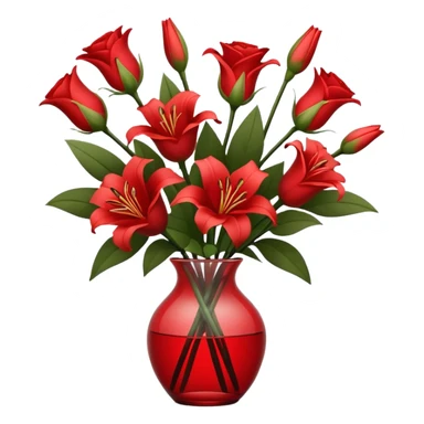 Minimalistic flat vector icon, iOS style, thin black contour on white background. Flower bouquet arranged in a simple vase. Clean, elegant, no text, no shadows.
 sticker