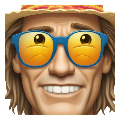 jim carrey beach shirt sun glasses sunscreen and beach hat just face sticker